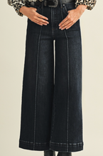 Load image into Gallery viewer, Black Wide-Leg Jeans w/ Pin Tuck Detailing