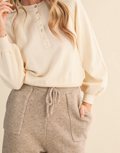 Load image into Gallery viewer, Ivory Henley Sweater w/ Ribbed & Puffed Sleeves