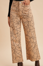 Load image into Gallery viewer, Latte & Black Floral Print Wide-Leg Jeans