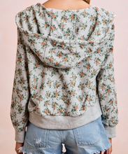 Load image into Gallery viewer, Gray Floral Hoodie Sweatshirt