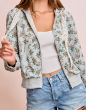 Load image into Gallery viewer, Gray Floral Hoodie Sweatshirt