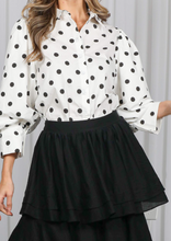 Load image into Gallery viewer, Black & White Polka Dot Puff Sleeve Shirt