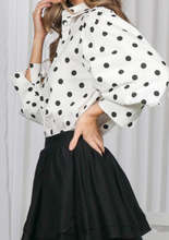 Load image into Gallery viewer, Black & White Polka Dot Puff Sleeve Shirt