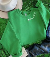 Load image into Gallery viewer, Lucky Neckline Green Sweatshirt
