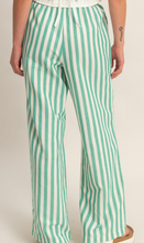 Load image into Gallery viewer, Green & White Stripe Wide-Leg Pants