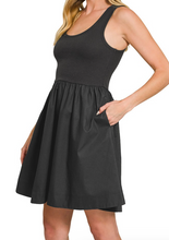 Load image into Gallery viewer, Black Sleeveless Tank Dress