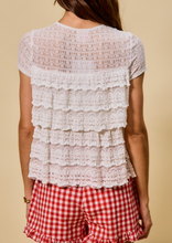 Load image into Gallery viewer, Cream Tiered Ruffles & Lace Top