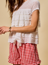 Load image into Gallery viewer, Cream Tiered Ruffles & Lace Top