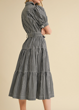 Load image into Gallery viewer, Black & White Stripe Midi Dress
