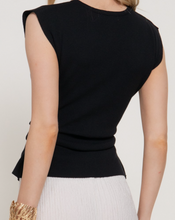 Load image into Gallery viewer, Black Sleeveless Sweater w/ Side Pleats