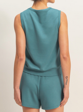Load image into Gallery viewer, Dark Teal Sleeveless Crewneck Top