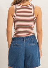 Load image into Gallery viewer, Brick & White Stripe Racerback Ribbed Tank