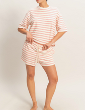 Load image into Gallery viewer, Red & White Stripe Terry Knit Shorts