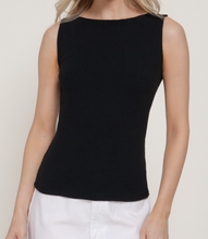 Load image into Gallery viewer, Black Boatneck Sleeveless Knit Top
