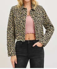 Load image into Gallery viewer, Animal Print Denim Jacket w/ Fray Hem