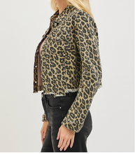 Load image into Gallery viewer, Animal Print Denim Jacket w/ Fray Hem