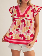 Load image into Gallery viewer, Pink Mix Ruffle & Scallop Trim Babydoll Top