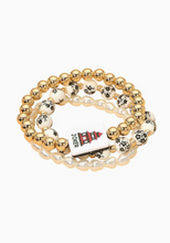 Load image into Gallery viewer, Mahjong Floral Pearl Bead Stretch Bracelet Set
