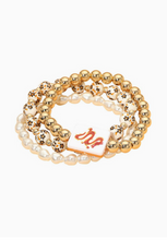 Load image into Gallery viewer, Mahjong Floral Pearl Bead Stretch Bracelet Set