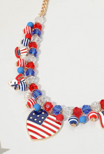 Load image into Gallery viewer, USA Heart & Charm Necklace