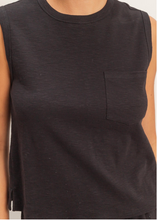 Load image into Gallery viewer, Black Sleeveless Shirt w/ Pocket