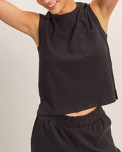 Load image into Gallery viewer, Black Sleeveless Shirt w/ Pocket