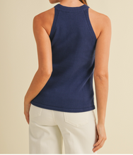 Load image into Gallery viewer, Navy Halter USA Flag Sweater