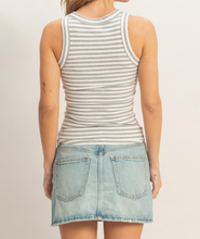 Load image into Gallery viewer, Gray & White Stripe Racerback Ribbed Tank