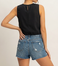 Load image into Gallery viewer, Black Sleeveless Crop Top w/ Front Tie