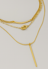Load image into Gallery viewer, 3-Chain Bar, Knot, & Stick Necklace