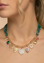 Load image into Gallery viewer, Green Bandana & Gold Chain Necklace w/ Charms