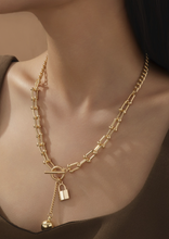Load image into Gallery viewer, Gold Chain Necklace w/ Lock & Ball Charm