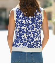 Load image into Gallery viewer, Royal Blue Floral Sweater Tank