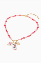 Load image into Gallery viewer, Mahjong Bead Necklace with Tile, Heart, & Pearl Charm