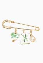 Load image into Gallery viewer, Floral Heart, Pearl, & Mahjong Tile Brooch