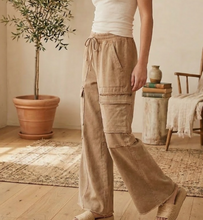 Load image into Gallery viewer, Taupe Scuba Mineral Washed Cargo Lounge Pants