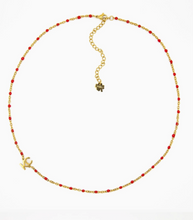 Load image into Gallery viewer, KC Red Red Bead & Gold Chain Necklace