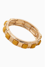 Load image into Gallery viewer, Square Colored Stone & Hammered Gold Embellished Bracelet