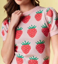 Load image into Gallery viewer, Pink Sweet Strawberry Puff Sleeve Sweater
