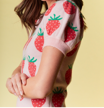 Load image into Gallery viewer, Pink Sweet Strawberry Puff Sleeve Sweater