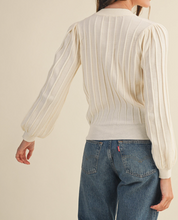 Load image into Gallery viewer, Ivory Ribbed Cardigan Sweater