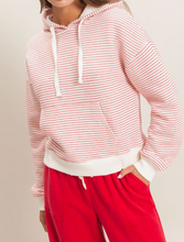Load image into Gallery viewer, Red Stripe French Terry Hoodie