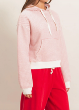 Load image into Gallery viewer, Red Stripe French Terry Hoodie