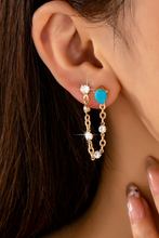 Load image into Gallery viewer, Turquoise Crystal Chain Loop Earrings