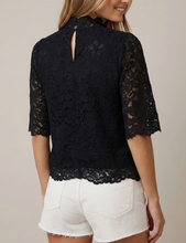 Load image into Gallery viewer, Black Lace Mock Neck Top