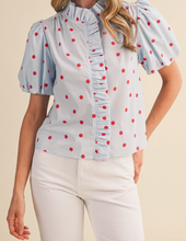 Load image into Gallery viewer, Polka Dot Ruffle Top