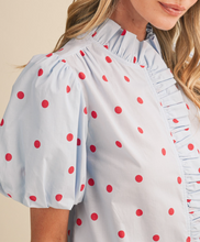 Load image into Gallery viewer, Polka Dot Ruffle Top