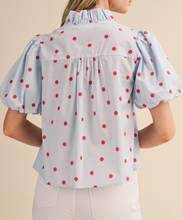 Load image into Gallery viewer, Polka Dot Ruffle Top