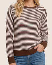 Load image into Gallery viewer, Camel Stripe Terry Sweatshirt