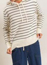 Load image into Gallery viewer, Black Stripe Hooded Sweater